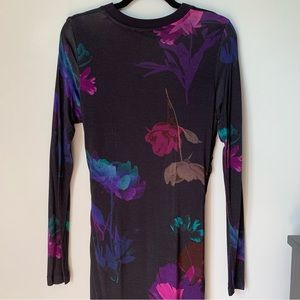 SIZE M BOSS ESETTA RUCHING MULTI COLOR FLORAL STRETCH SHEATH MIDI DRESS